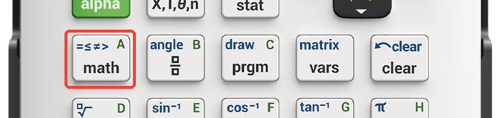The TI-84 Evo keyboard with the MATH key highlighted