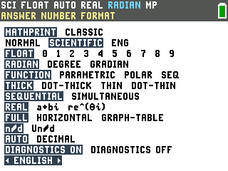 The TI-84 Evo mode menu with SCIENTIFIC selected and the status bar now reading SCI