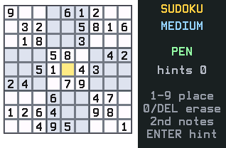Sudoku running on a TI-84 Evo
