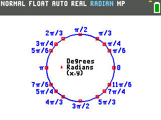 Unit Circle program on a TI-84 Evo