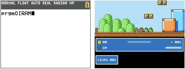 Launching Mario on a TI-84 Plus CE